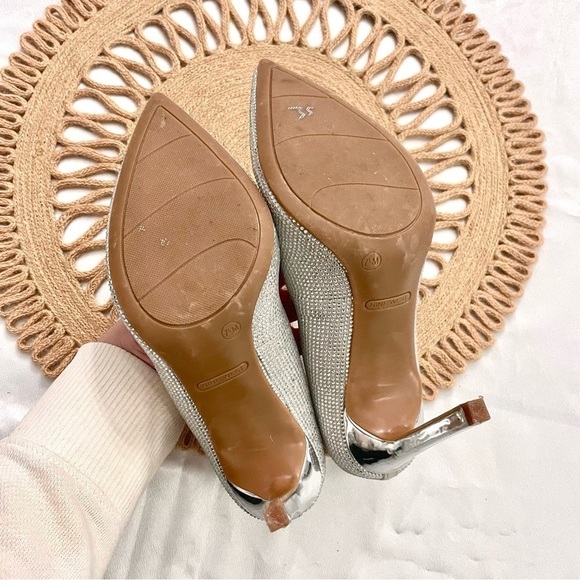 Nine West Twinn Silver Rhinestone Heels Size 7.5 - Picture 9 of 12